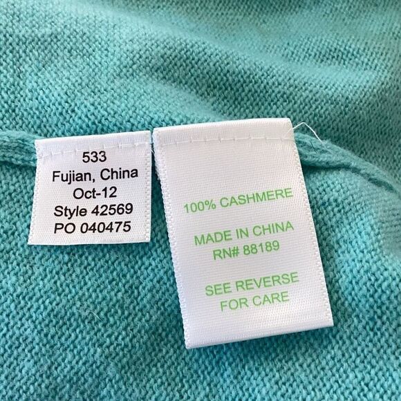 Lilly Pulitzer 100% Cashmere Wrap Sweater Top Women’s Medium Turquoise Blue - Picture 9 of 9